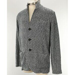 THE MENS STORE Navy White Melange Regular Fit Sweater Jacket LARGE NWT